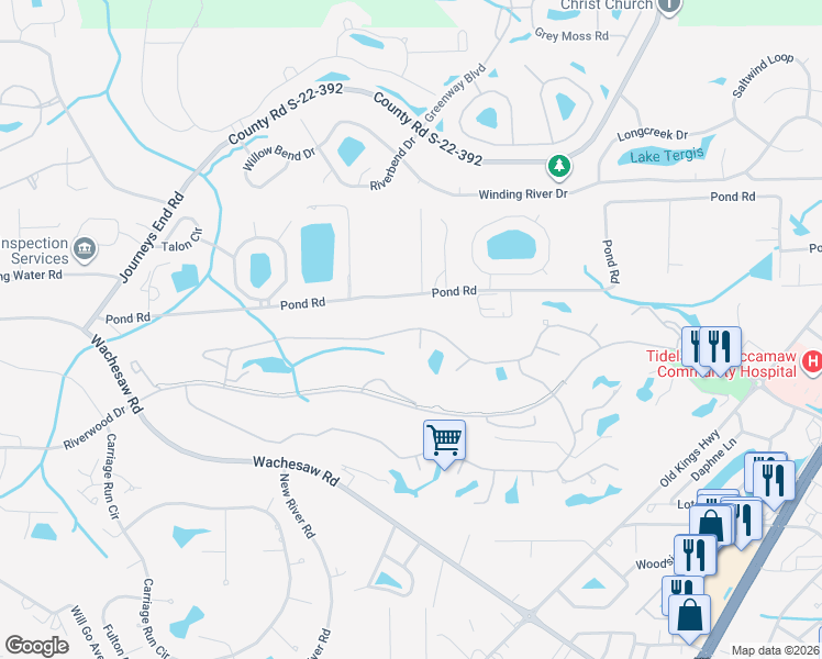 map of restaurants, bars, coffee shops, grocery stores, and more near 4572 Fringetree Drive in Murrells Inlet