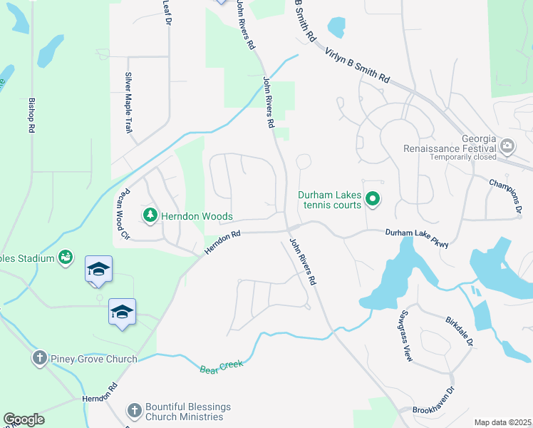 map of restaurants, bars, coffee shops, grocery stores, and more near 105 Shadow Creek Court in Fairburn