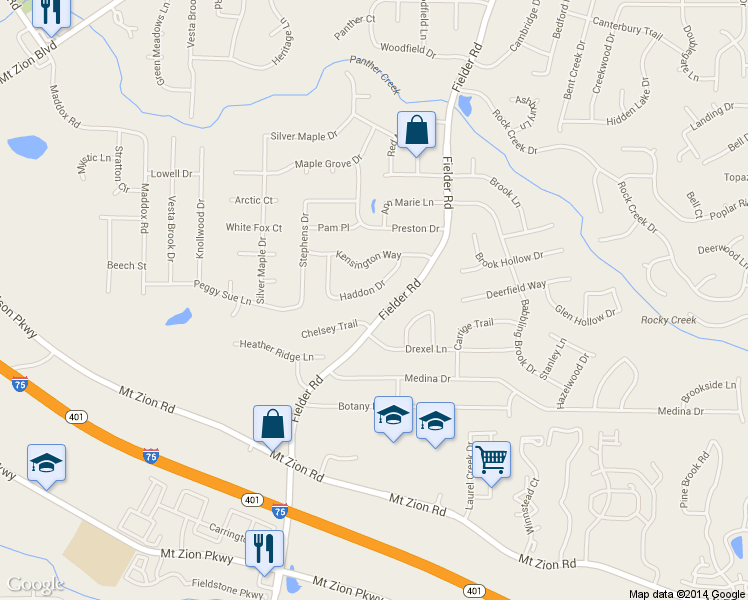map of restaurants, bars, coffee shops, grocery stores, and more near 2897 Haddon Drive in Rex