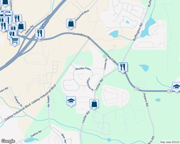 map of restaurants, bars, coffee shops, grocery stores, and more near 7105 Boulder Pass in Union City