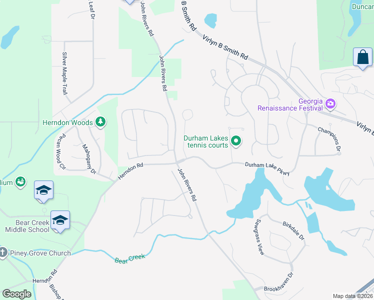 map of restaurants, bars, coffee shops, grocery stores, and more near 35 Glen Abbey Circle in Fairburn