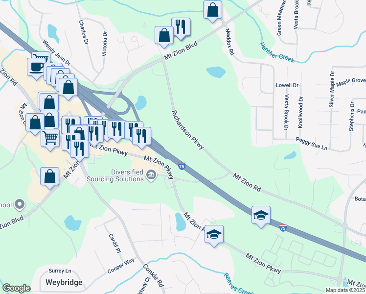 map of restaurants, bars, coffee shops, grocery stores, and more near 2464 Mount Zion Road in Jonesboro