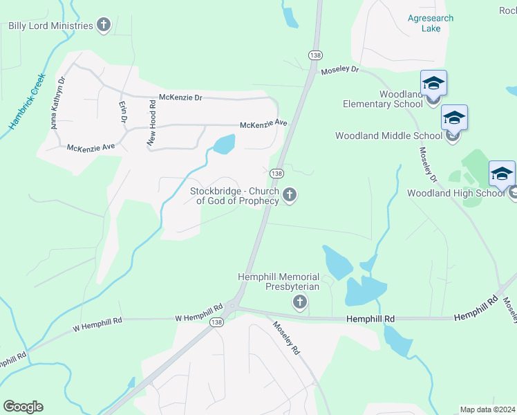 map of restaurants, bars, coffee shops, grocery stores, and more near 121 Mallet Way in Stockbridge