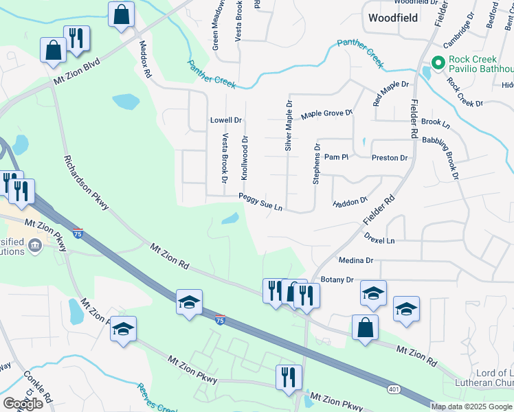 map of restaurants, bars, coffee shops, grocery stores, and more near 2707 Peggy Sue Lane in Morrow