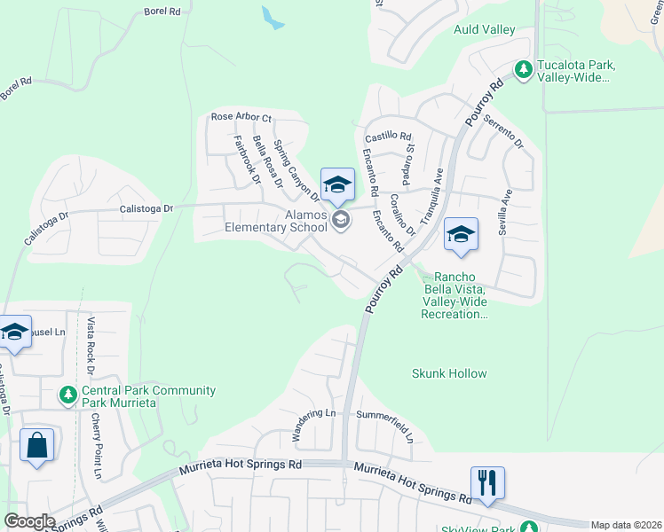 map of restaurants, bars, coffee shops, grocery stores, and more near 31388 Compass Circle in Murrieta