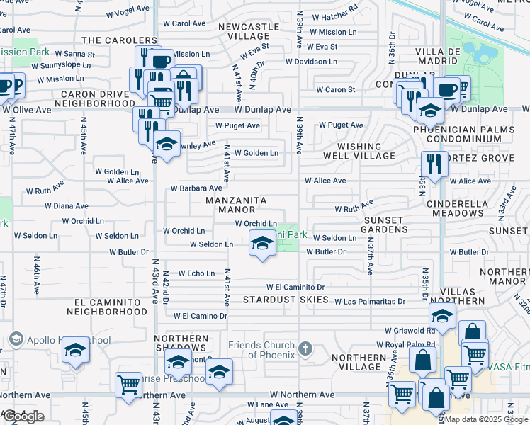 map of restaurants, bars, coffee shops, grocery stores, and more near 3934 West Ruth Avenue in Phoenix