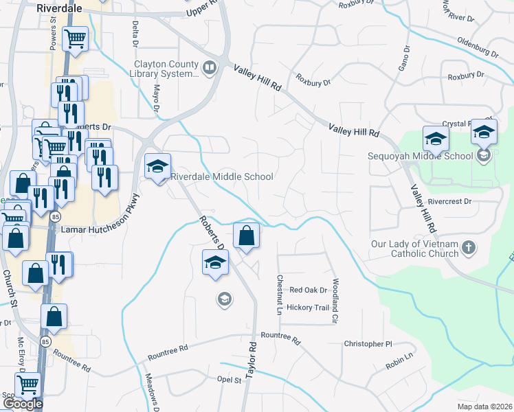 map of restaurants, bars, coffee shops, grocery stores, and more near 229 Brookview Drive in Riverdale