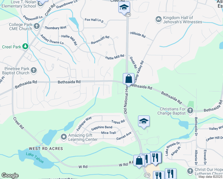 map of restaurants, bars, coffee shops, grocery stores, and more near 2429 Wood Bend Lane in Riverdale