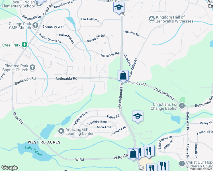 map of restaurants, bars, coffee shops, grocery stores, and more near 2429 Wood Bend Lane in Riverdale
