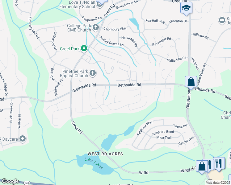map of restaurants, bars, coffee shops, grocery stores, and more near 525 Amish Avenue in Riverdale
