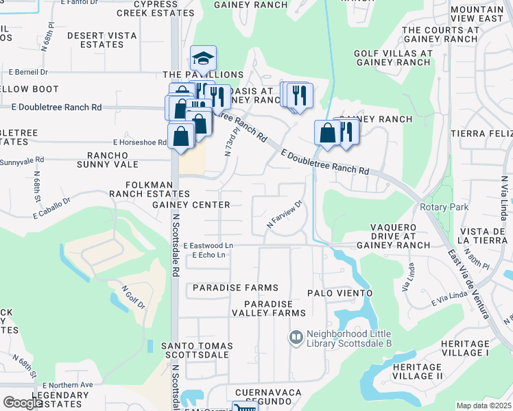 map of restaurants, bars, coffee shops, grocery stores, and more near 8613 North Timberlane Drive in Scottsdale