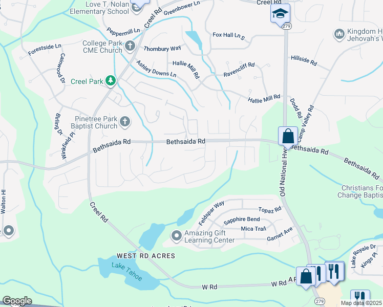 map of restaurants, bars, coffee shops, grocery stores, and more near 2670 Virginia Cove in Riverdale