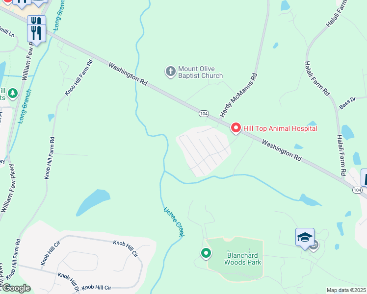 map of restaurants, bars, coffee shops, grocery stores, and more near 622 Brook Trail in Evans