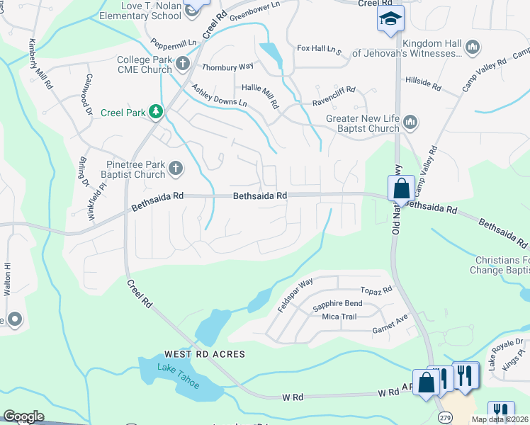 map of restaurants, bars, coffee shops, grocery stores, and more near 2680 Virginia Cove in Riverdale