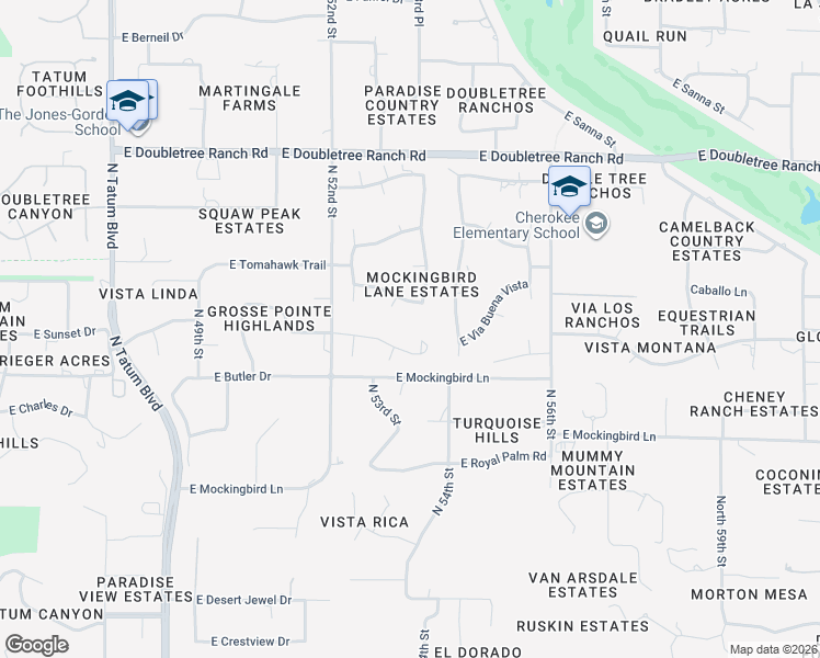 map of restaurants, bars, coffee shops, grocery stores, and more near 5350 East Orchid Lane in Paradise Valley