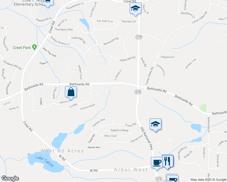 map of restaurants, bars, coffee shops, grocery stores, and more near 713 Wood Bend Court in Riverdale