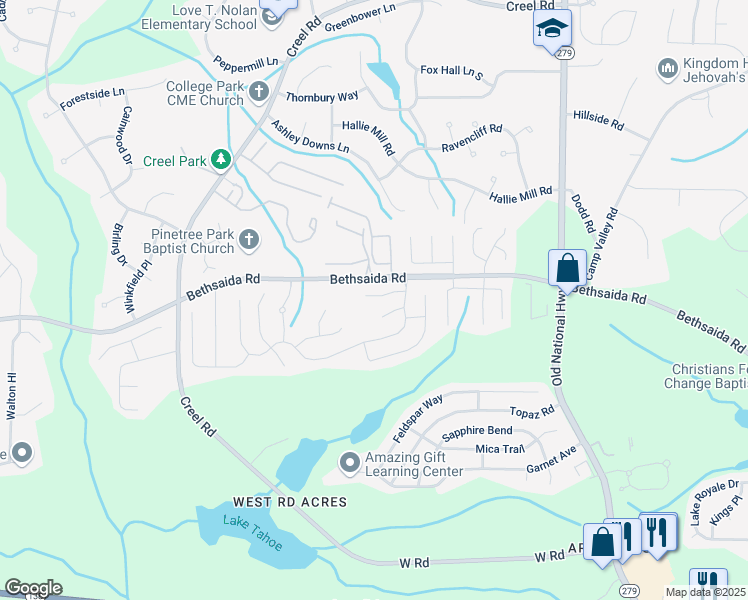 map of restaurants, bars, coffee shops, grocery stores, and more near 2680 Virginia Cove in Riverdale