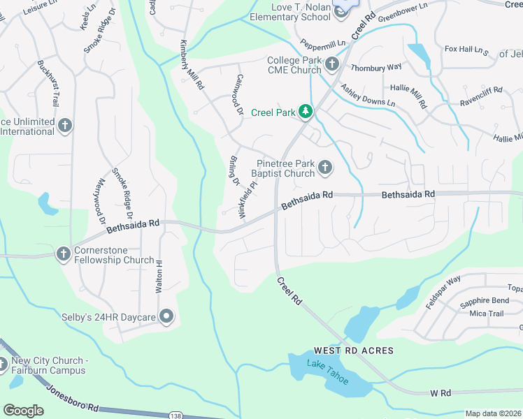 map of restaurants, bars, coffee shops, grocery stores, and more near 2945 Bethsaida Road in Riverdale