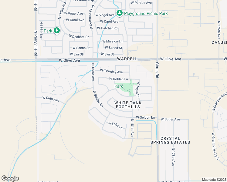 map of restaurants, bars, coffee shops, grocery stores, and more near 18209 West Ruth Avenue in Waddell