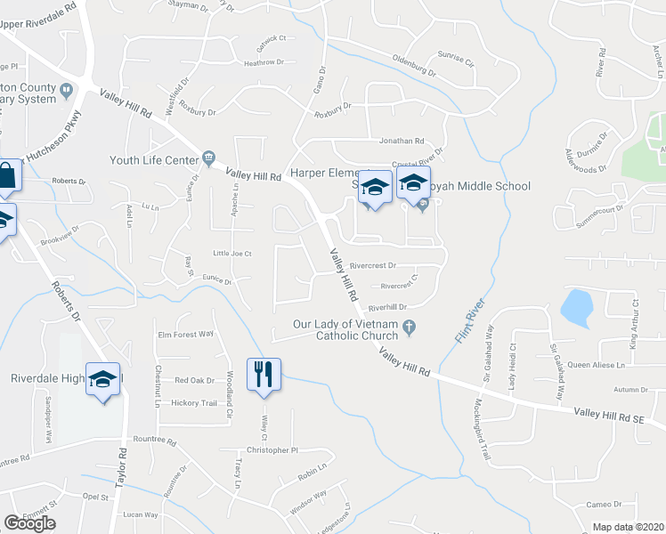 map of restaurants, bars, coffee shops, grocery stores, and more near 49 Green Valley Drive in Riverdale