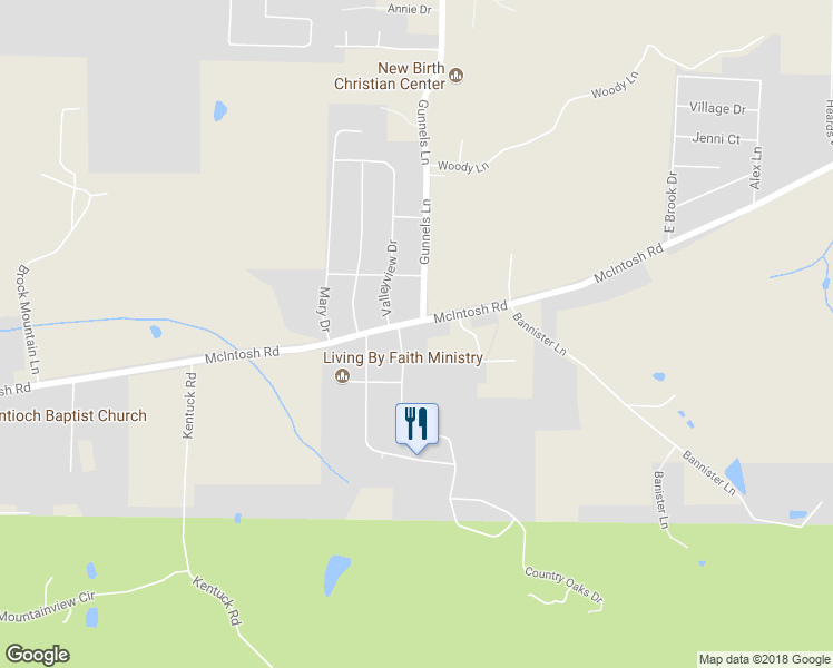 map of restaurants, bars, coffee shops, grocery stores, and more near 3664 McIntosh Road in Oxford
