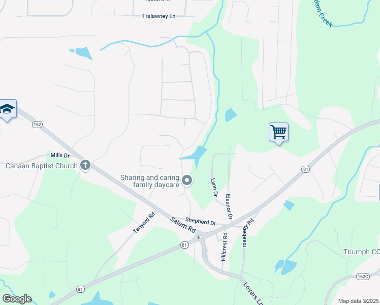 map of restaurants, bars, coffee shops, grocery stores, and more near 120 Sunflower Lane in Covington