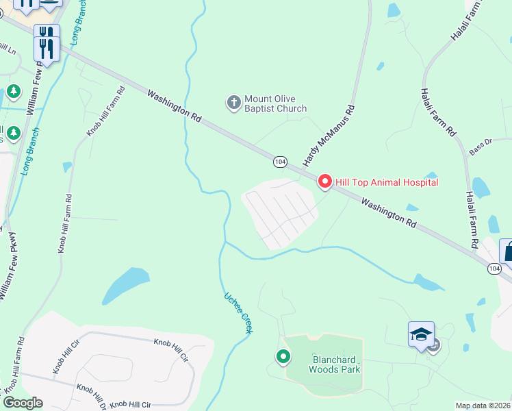 map of restaurants, bars, coffee shops, grocery stores, and more near 622 Brook Trail in Evans