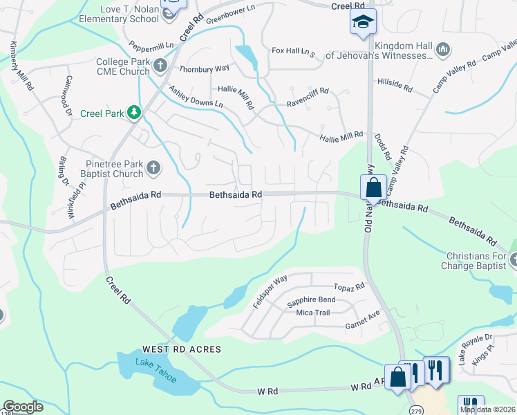 map of restaurants, bars, coffee shops, grocery stores, and more near 2610 Virginia Cove in Riverdale