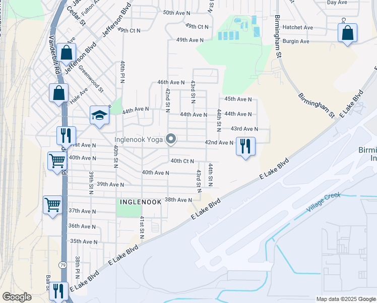 map of restaurants, bars, coffee shops, grocery stores, and more near 4221 41st Avenue North in Birmingham