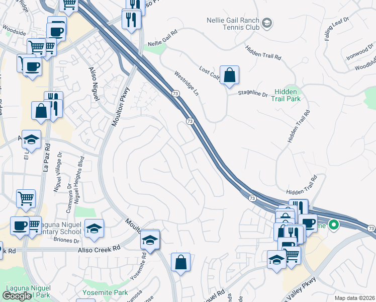 map of restaurants, bars, coffee shops, grocery stores, and more near 24881 Buttercup Drive in Laguna Niguel