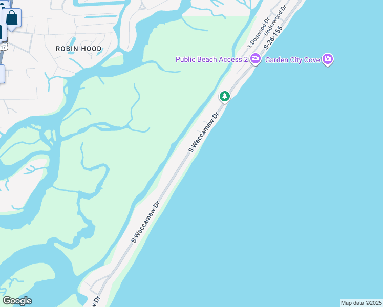 map of restaurants, bars, coffee shops, grocery stores, and more near 1067 South Waccamaw Drive in Murrells Inlet