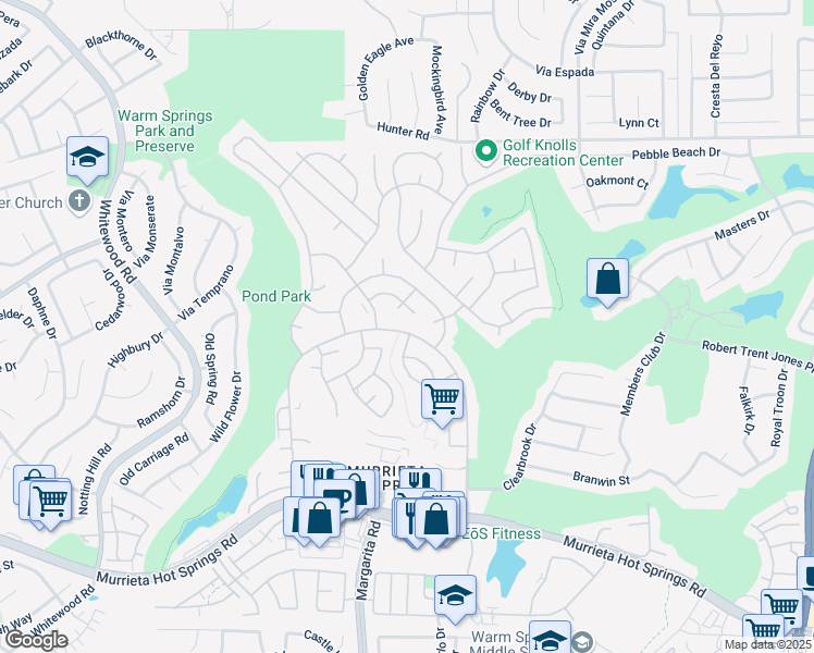 map of restaurants, bars, coffee shops, grocery stores, and more near 28890 Via Princesa in Murrieta