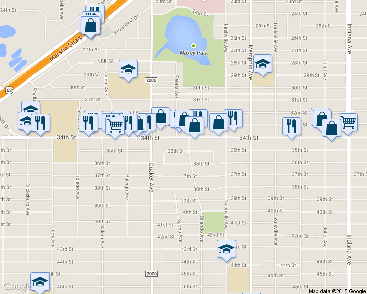 map of restaurants, bars, coffee shops, grocery stores, and more near 4204 Peoria Avenue in Lubbock