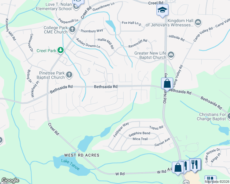 map of restaurants, bars, coffee shops, grocery stores, and more near 2610 Virginia Cove in Riverdale