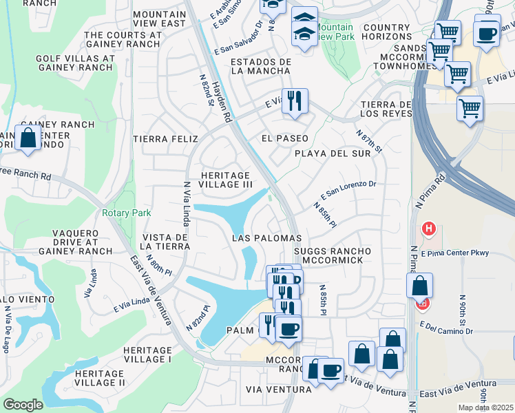 map of restaurants, bars, coffee shops, grocery stores, and more near 8614 North 84th Street in Scottsdale
