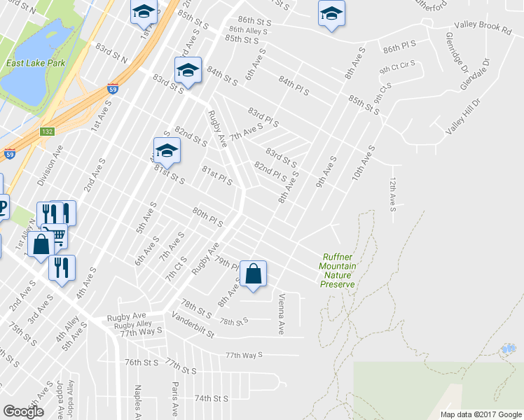 map of restaurants, bars, coffee shops, grocery stores, and more near 768 81st Pl S in Birmingham