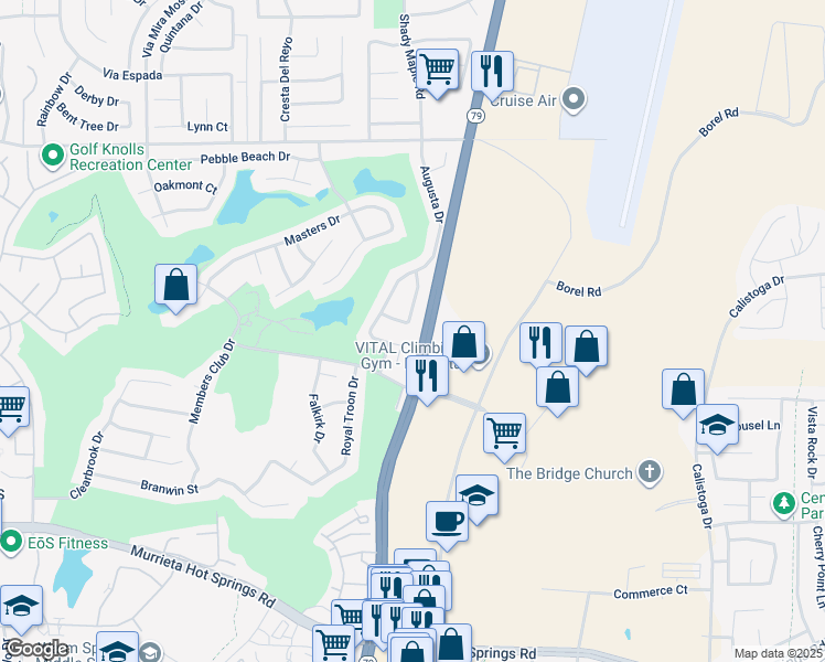 map of restaurants, bars, coffee shops, grocery stores, and more near 29905 Cherry Hill Drive in Murrieta