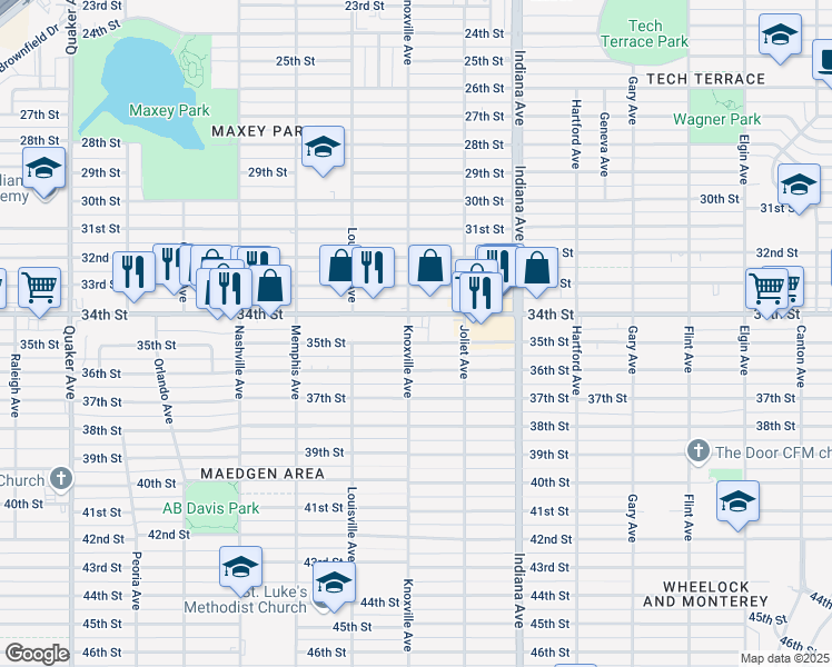 map of restaurants, bars, coffee shops, grocery stores, and more near 3411 Knoxville Ave in Lubbock
