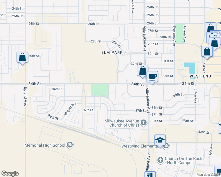 map of restaurants, bars, coffee shops, grocery stores, and more near 3407 Pontiac Avenue in Lubbock