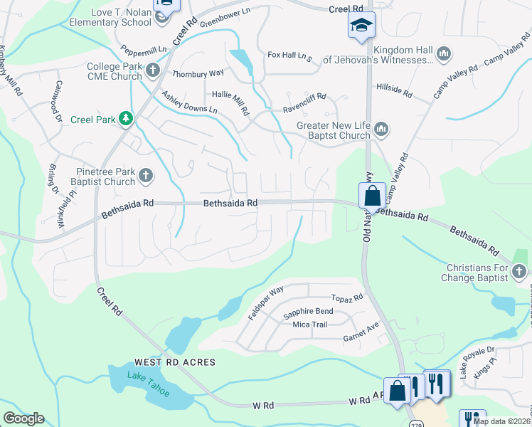 map of restaurants, bars, coffee shops, grocery stores, and more near 2525 Carolina Ridge in Riverdale