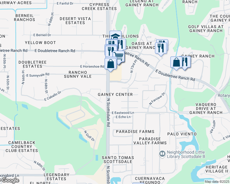 map of restaurants, bars, coffee shops, grocery stores, and more near 8601 N Scottsdale Rd in Scottsdale