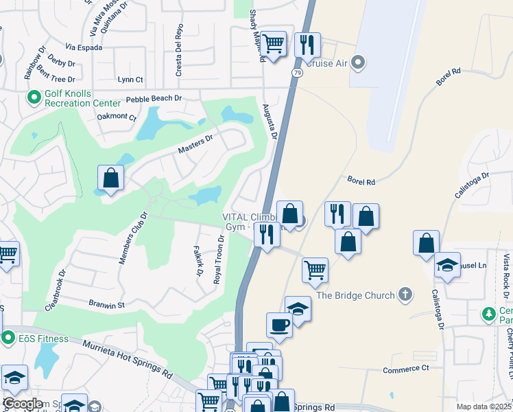 map of restaurants, bars, coffee shops, grocery stores, and more near 29905 Cherry Hill Drive in Murrieta