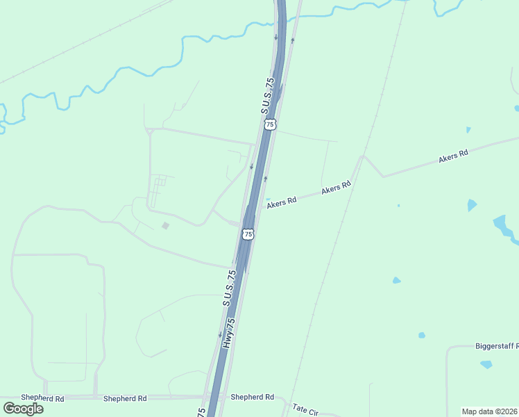 map of restaurants, bars, coffee shops, grocery stores, and more near 1254 Akers Road in Sherman