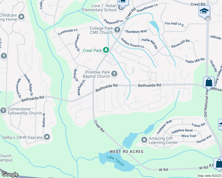 map of restaurants, bars, coffee shops, grocery stores, and more near 2944 South Hills in Riverdale