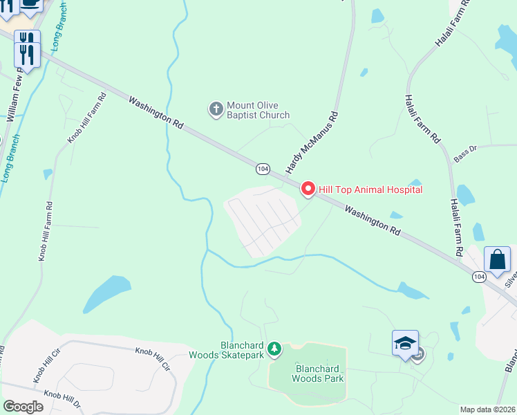 map of restaurants, bars, coffee shops, grocery stores, and more near 405 Flowing Creek Dr in Evans
