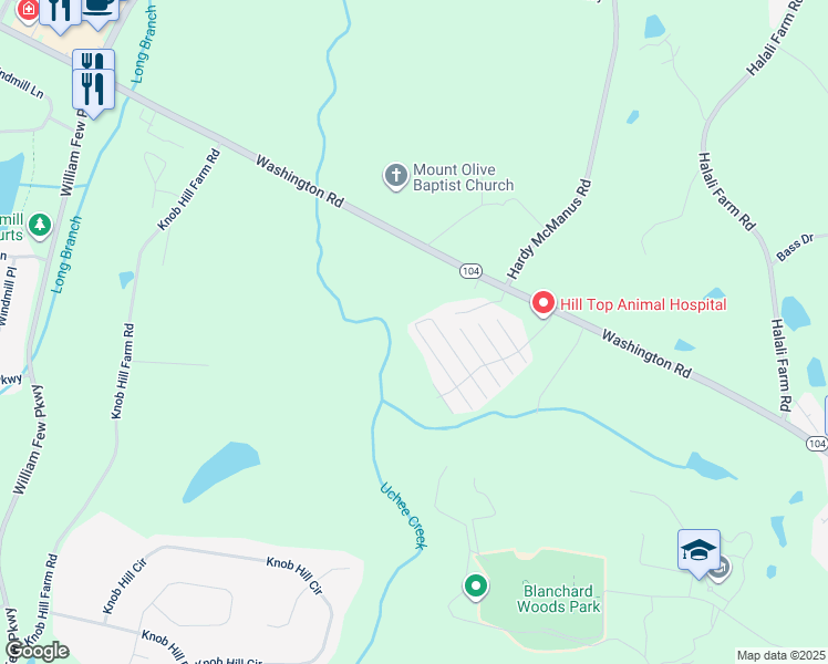 map of restaurants, bars, coffee shops, grocery stores, and more near 605 Brook Trail in Evans
