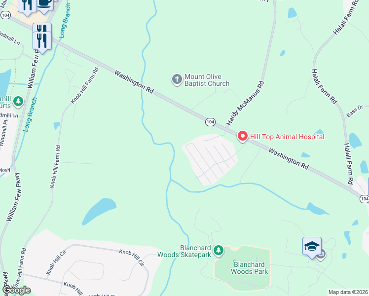 map of restaurants, bars, coffee shops, grocery stores, and more near 603 Brook Trail in Evans