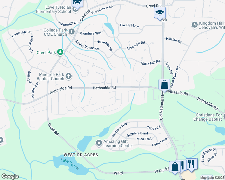 map of restaurants, bars, coffee shops, grocery stores, and more near 2615 Virginia Cove in Riverdale