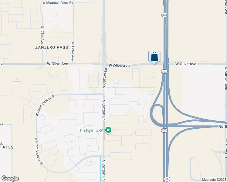 map of restaurants, bars, coffee shops, grocery stores, and more near 17015 West Lawrence Lane in Waddell