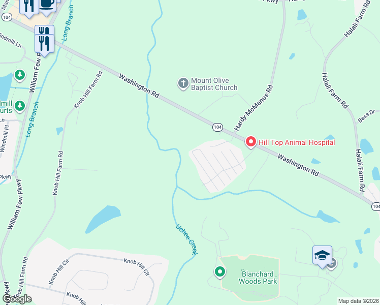 map of restaurants, bars, coffee shops, grocery stores, and more near 601 Brook Trail in Evans